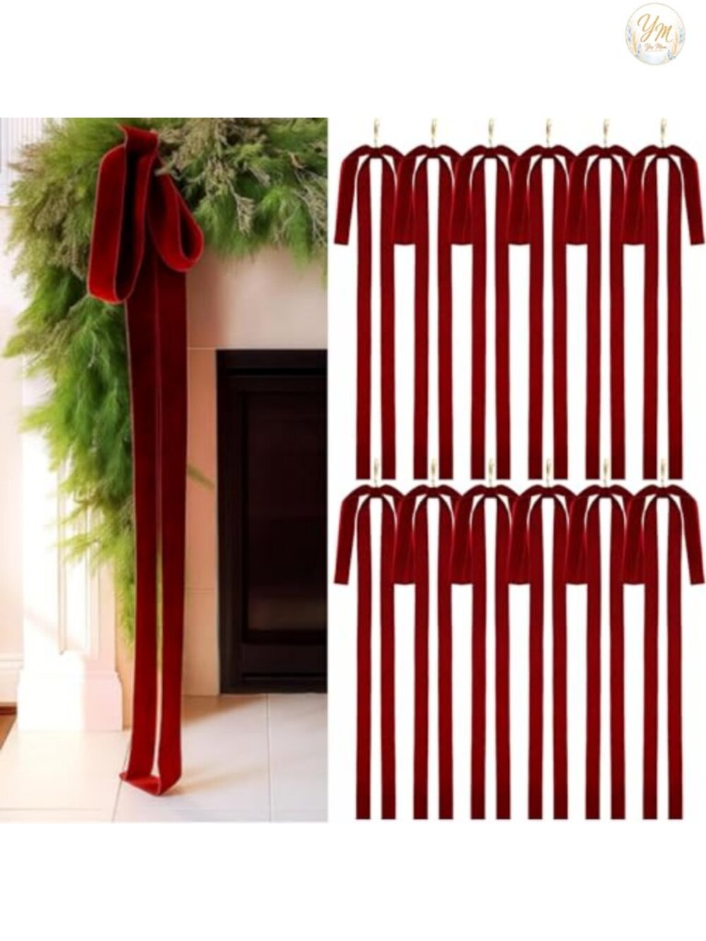 12 Pc Large Velvet Christmas Bow Ornaments Staircase Tree Decor